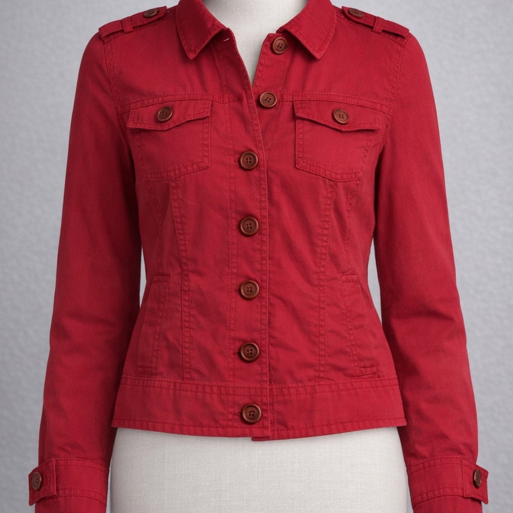 Ann Taylor LOFT Red Button-Up Jacket – Size XS